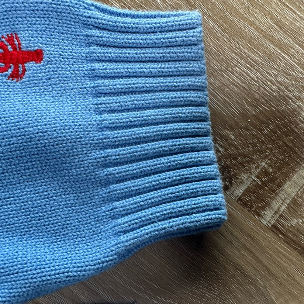 J. Crew Light Blue Crewneck Sweater with Red Embroidered Lobster 🦞 - Picture 3 of 8